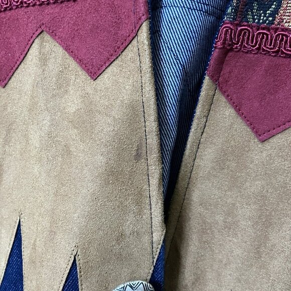 Judy Joannou Blazer Womens M Denim Handmade Tapestry Castlecore Medieval 80s - Picture 4 of 9